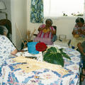 Mary George, Agnes Mcgee, Catherine Blaney and Elsie Paul working on baskets in Mary's kitchen.  Photo courtesy of Rita Pimlott